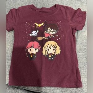 Kids Burgundy Graphic Tee with Character Design